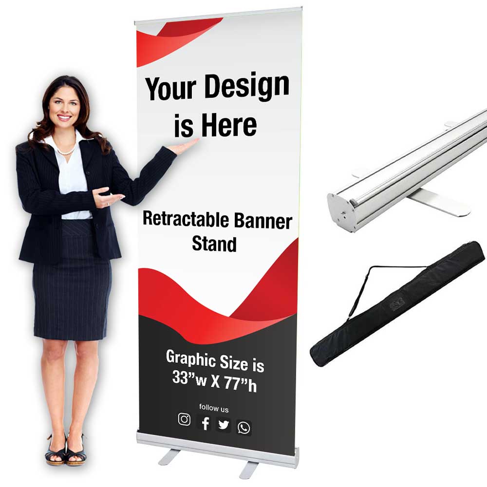 Economy Retractable 78.7x33.4 Banner Stand, 1-Sided